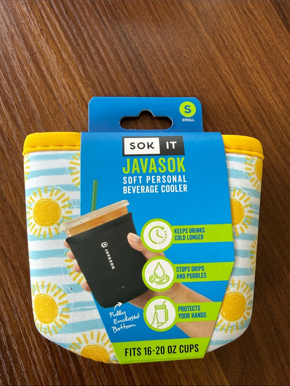 Javasok reusable insulating cold beverage sleeve  in Good Day Sunshine
